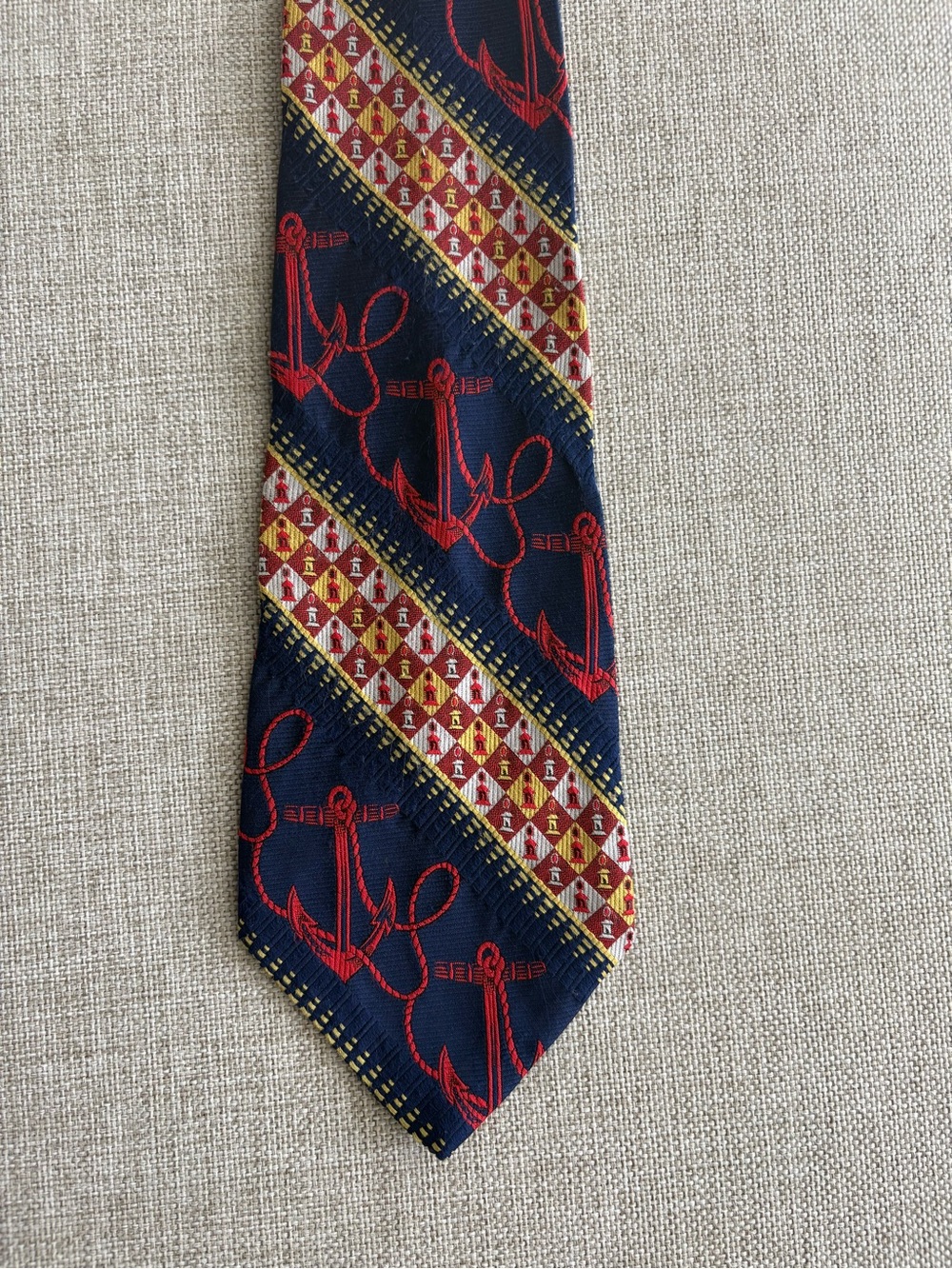 Vintage Kings Lynn Nautical Anchor Lighthouse Wide Tie 4.5”